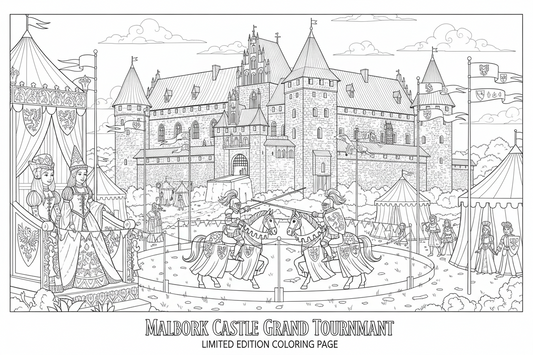Limitowany pakiet kolorowanek Malbork, dla dzieci w wieku 9–12 lat, 2 tomy (ponad 60 ilustracji).